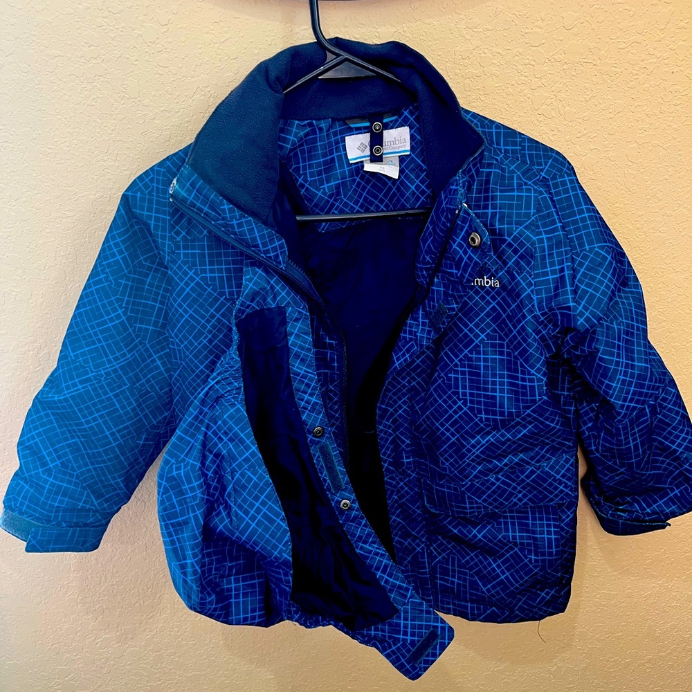 Columbia 2 in 1 Interchange Blue  pattern kids ski jacket